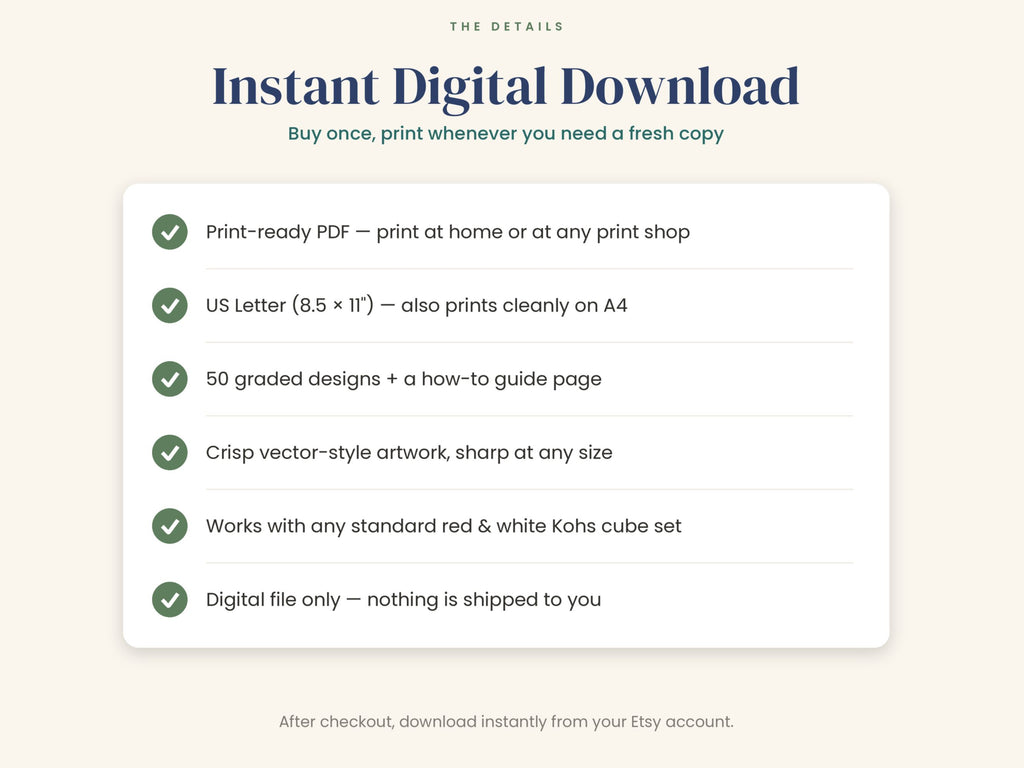 Kohs Block Design Pattern Cards (50) — Printable Graded Set