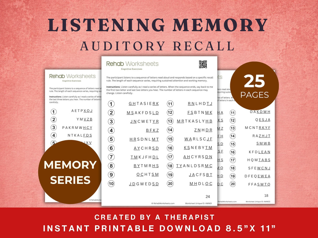 Memory Worksheets Bundle (120) — Complete Memory Rehab Set