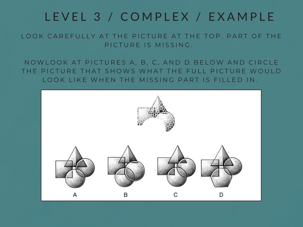 Rehab Worksheets Visual Closure Worksheets, 15 pages for visual perception skills, with illustrations and exercises on a white background.