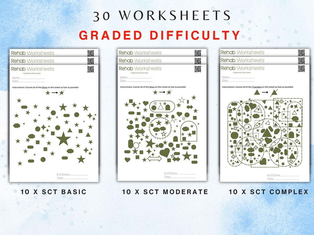 Shape Cancellation Task Bundle (30 Worksheets) - Attention