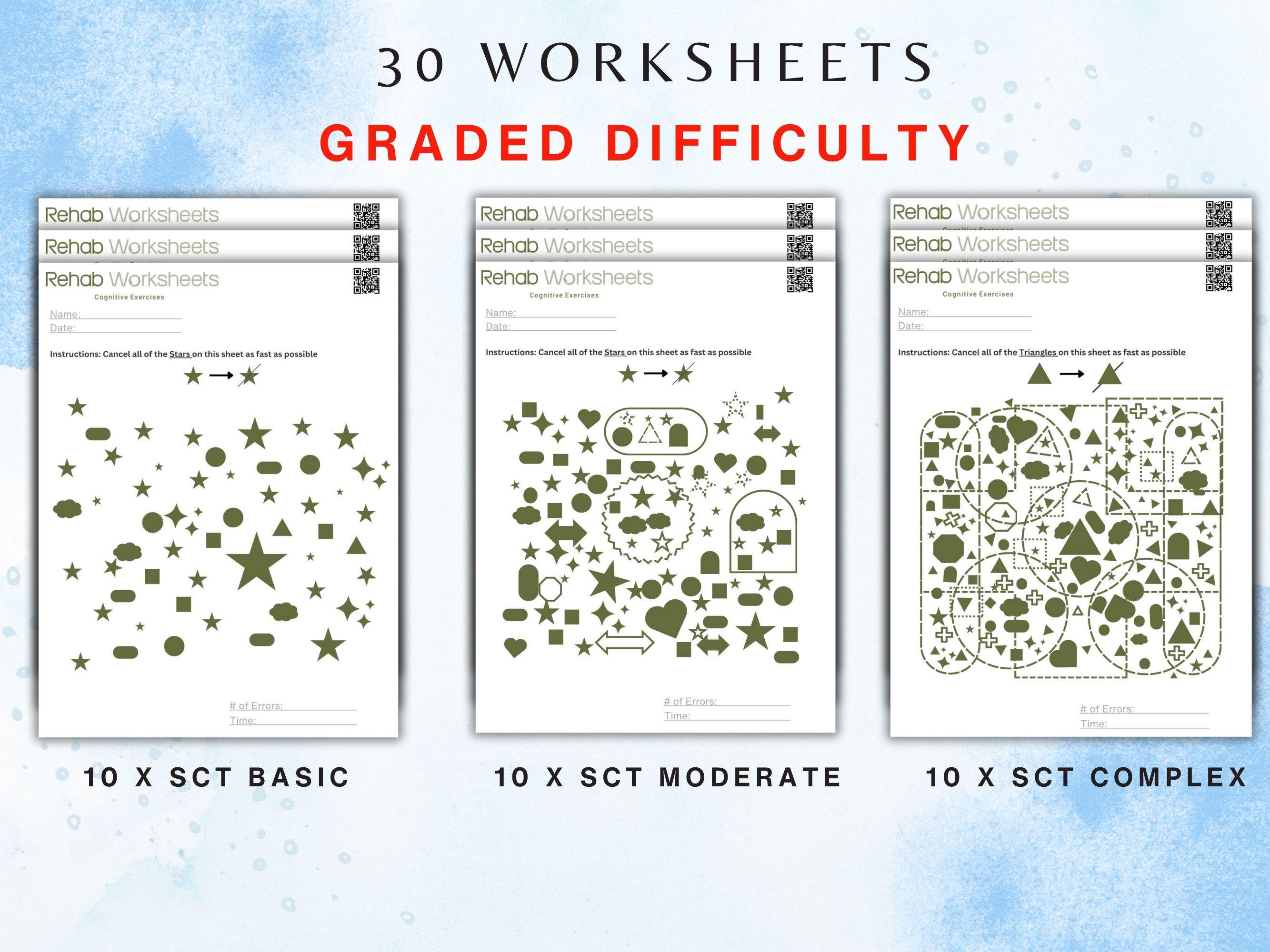 Shape Cancellation Task Bundle (30 Worksheets) - Attention