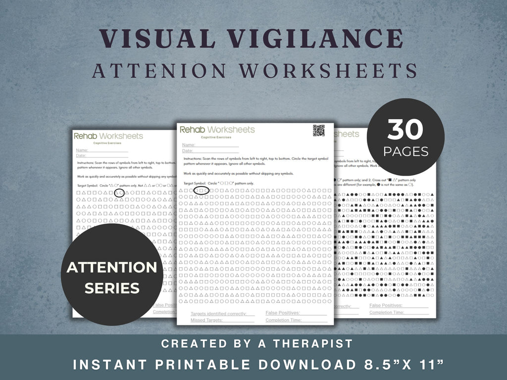 Attention Worksheets Bundle (165) — Complete Attention Rehab Set
