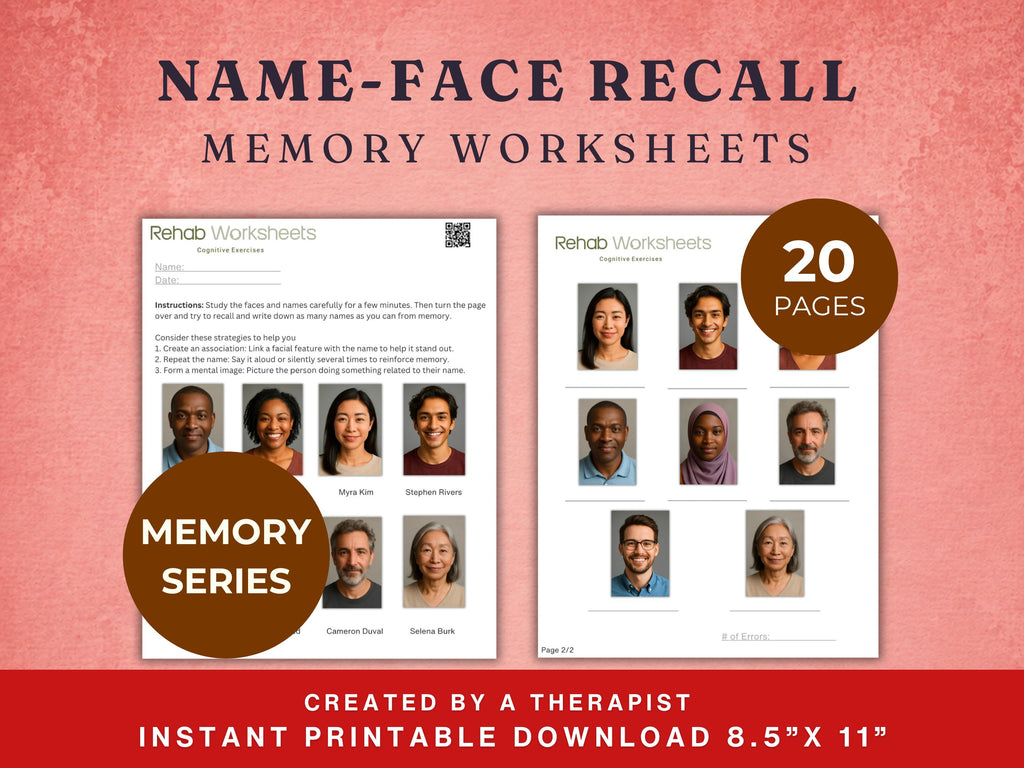 Memory Worksheets Bundle (120) — Complete Memory Rehab Set