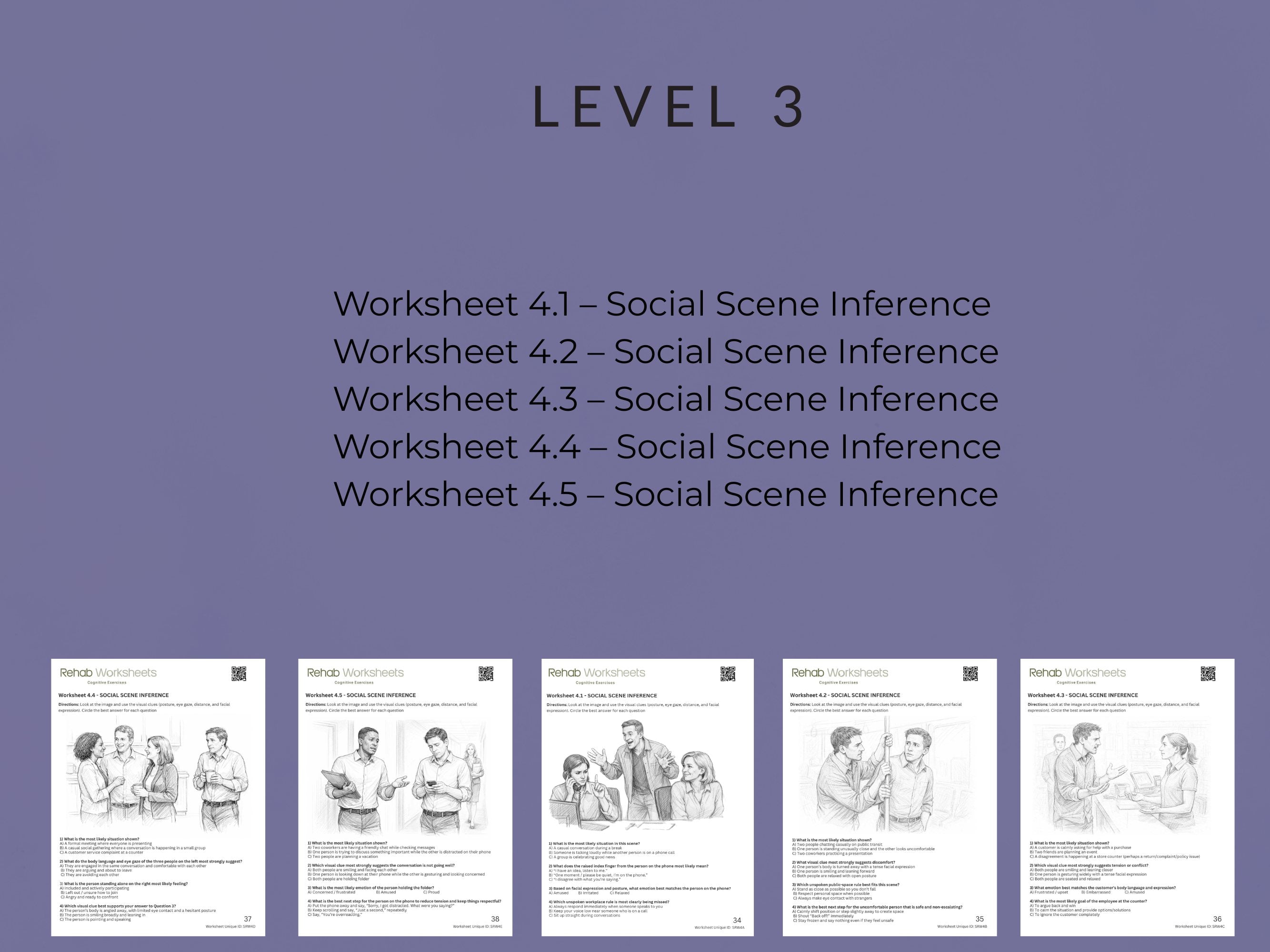 Social Reasoning (30 Worksheets) - Reasoning - Rehab Worksheets