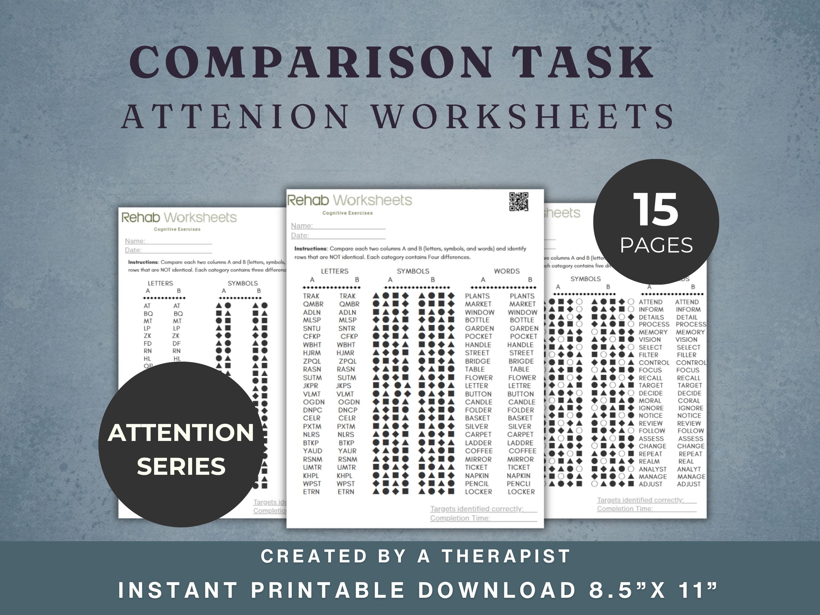 Attention Worksheets Bundle (165) — Complete Attention Rehab Set