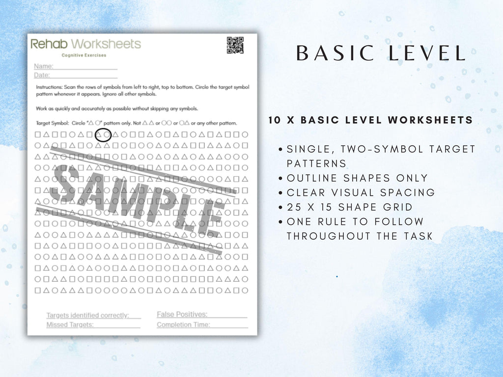 Visual Vigilance Task (30 Worksheets) - Attention