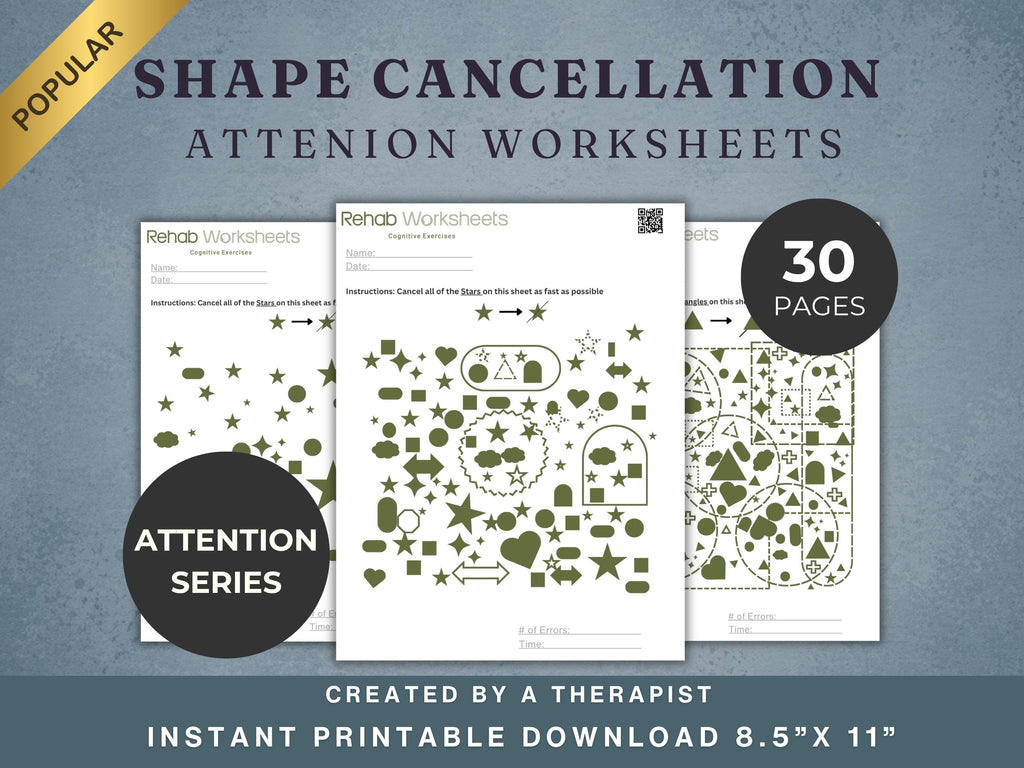 Attention Worksheets Bundle (165) — Complete Attention Rehab Set