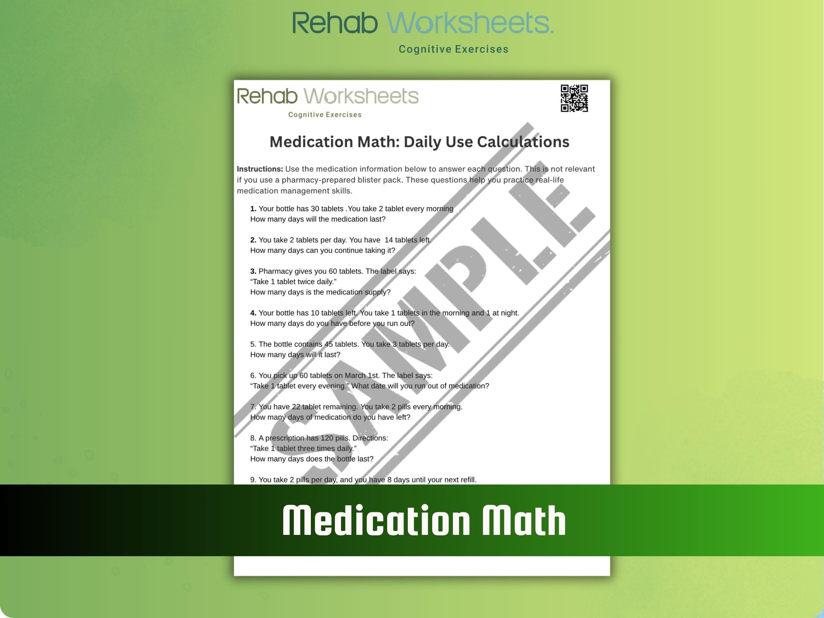 Medication Management (10 Worksheets) - Functional