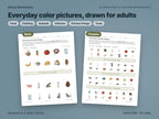 Alternating attention picture pages with everyday color pictures and switch bands, basic and complex levels