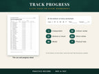 The cue and progress sheet for all 32 worksheets and the cue tally printed at the bottom of every worksheet