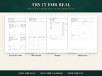 The practice cards page and three blank templates: bill calendar, budget and payday plan