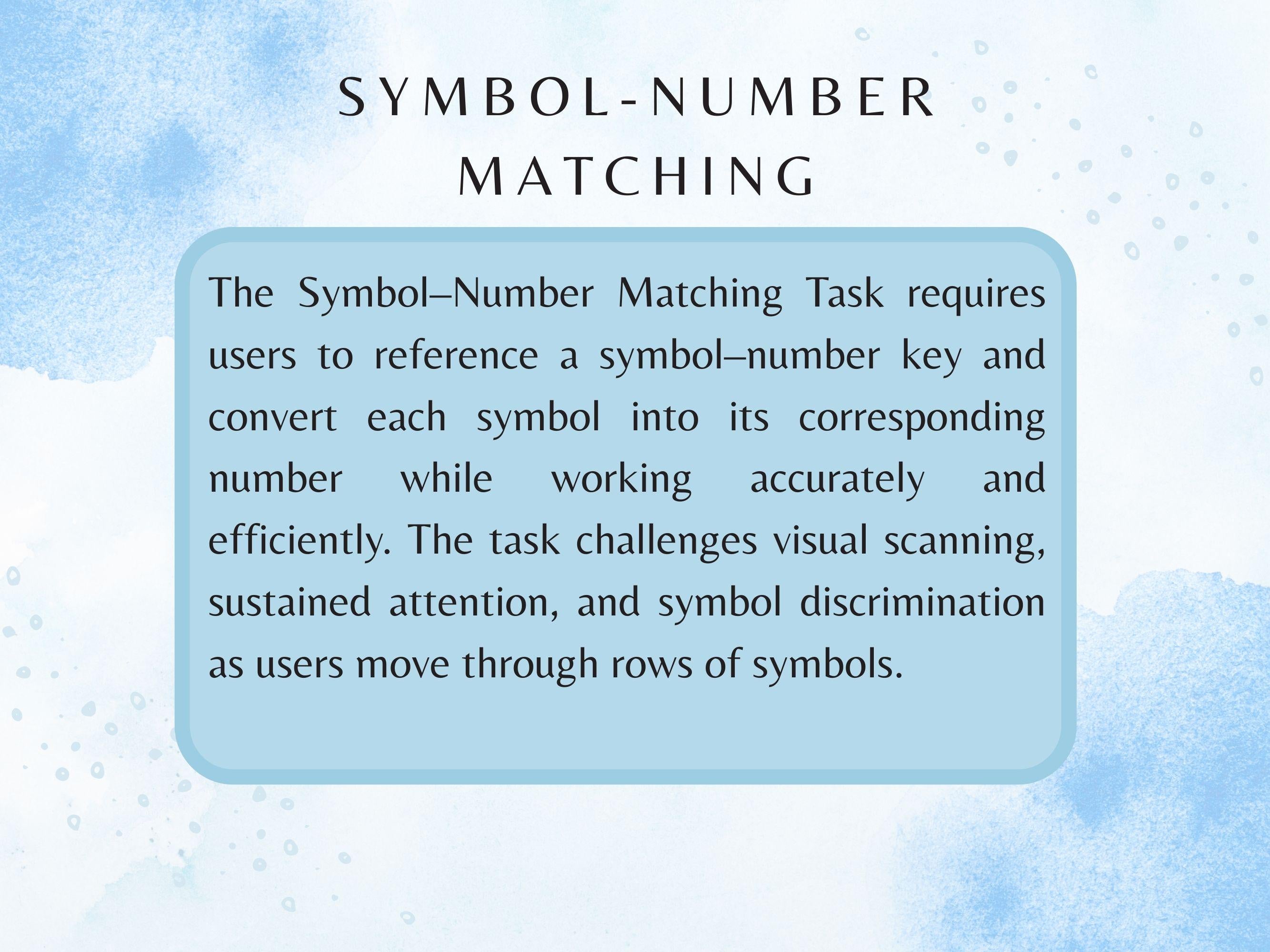 Symbol–Number Matching Task (30 Worksheets) - Attention