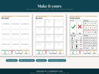 Three make-it-yours pages: a photo page, a write-in board and the cut-out pocket boards