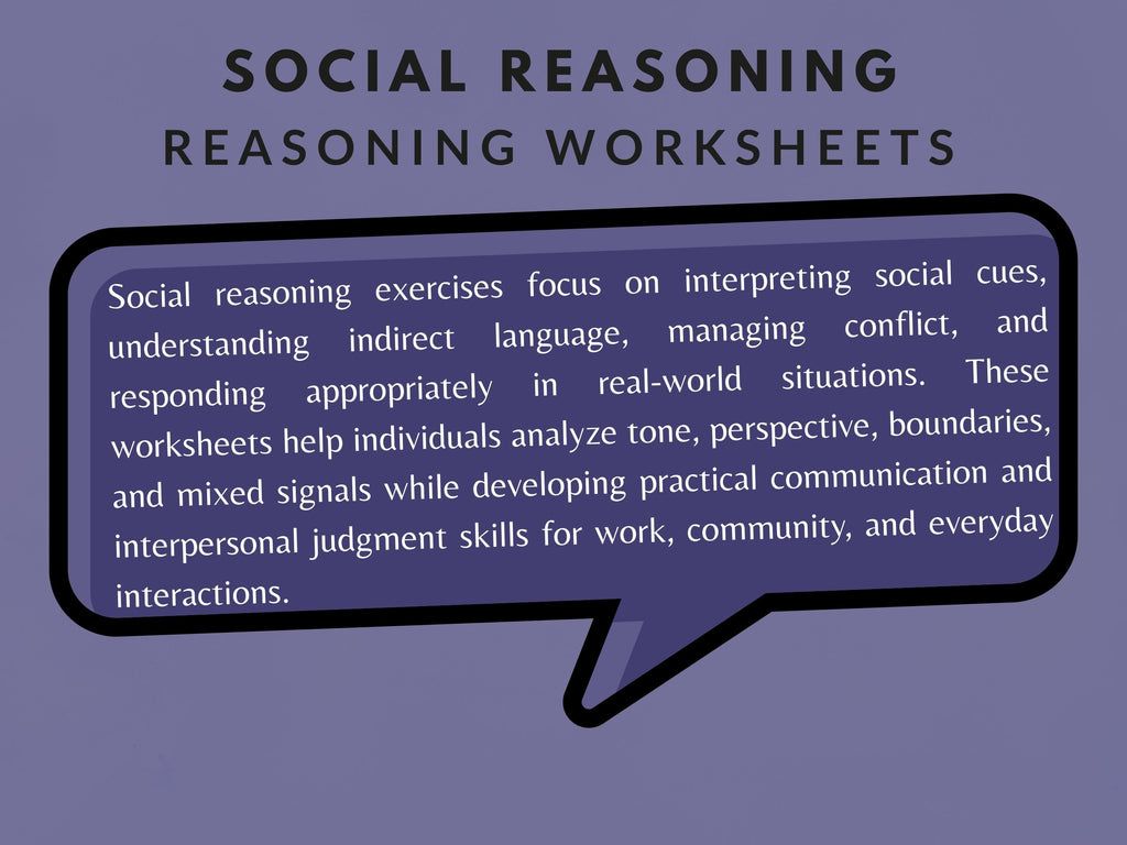 Social Reasoning (30 Worksheets) - Reasoning - Rehab Worksheets