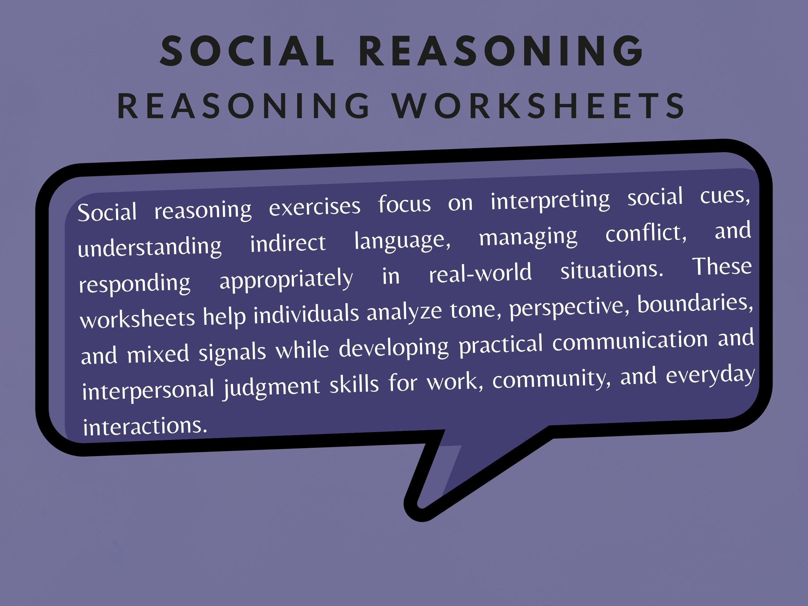 Social Reasoning (30 Worksheets) - Reasoning - Rehab Worksheets