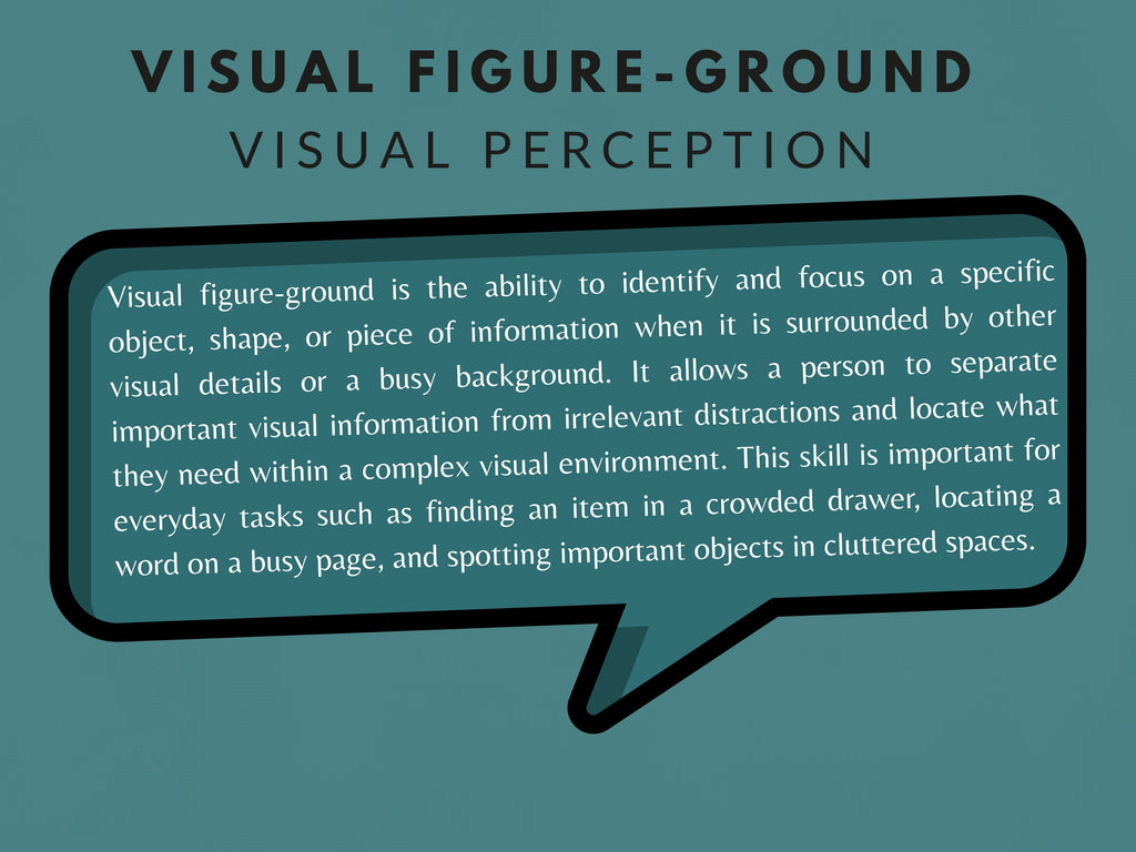 Visual Figure-Ground Worksheets from Rehab Worksheets, 15 pages for visual perception training, shown in the image.