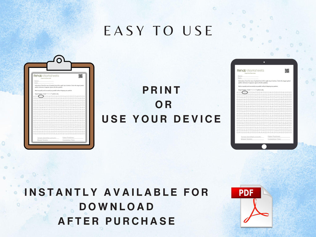 Visual Vigilance Task (30 Worksheets) - Attention