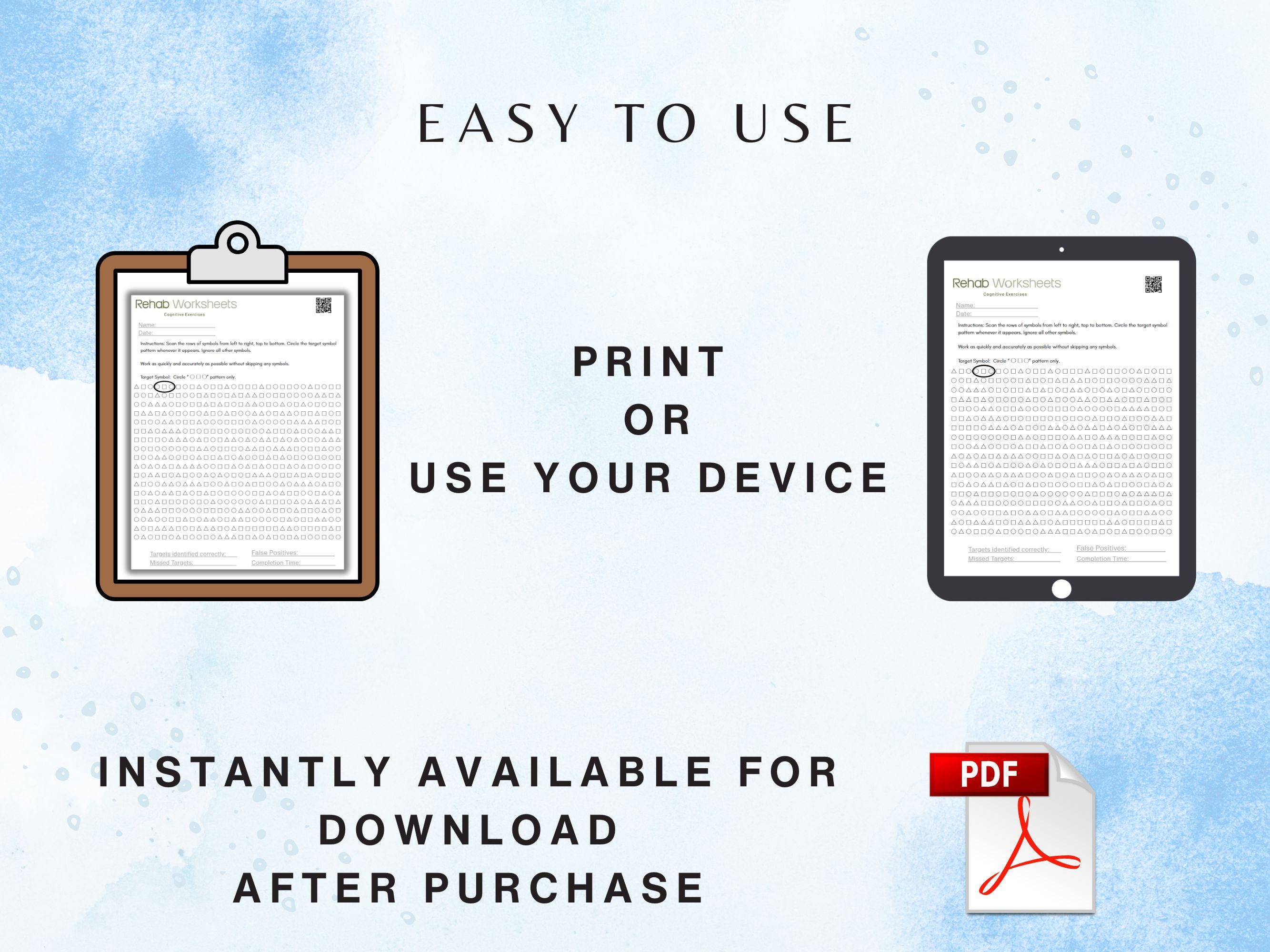 Visual Vigilance Task (30 Worksheets) - Attention
