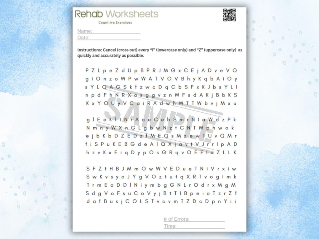 Letter Cancellation Task (30 Worksheets) - Attention