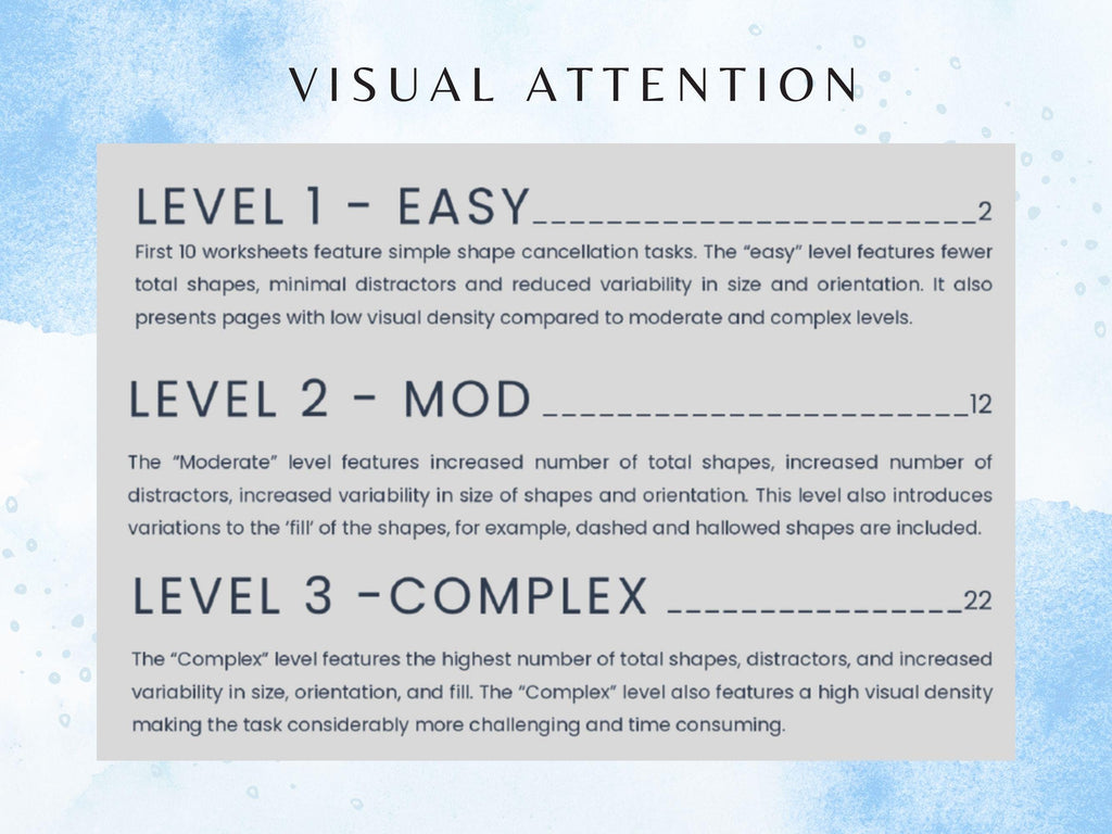 Shape Cancellation Task Bundle (30 Worksheets) - Attention