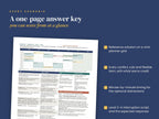 A one-page answer key for every scenario, with a reference solution, conflicts, timing and interruption script