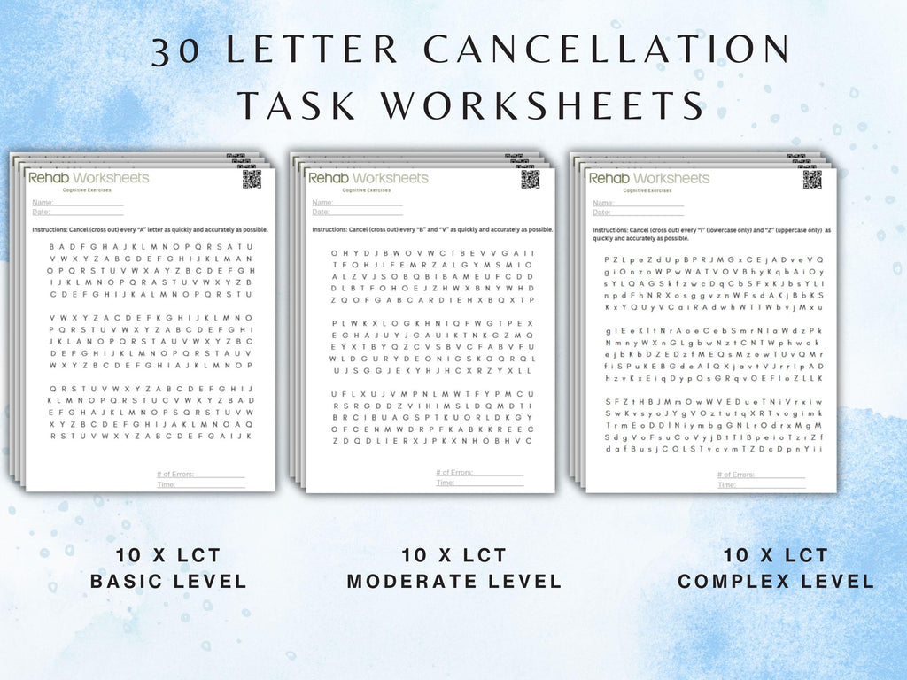 Letter Cancellation Task (30 Worksheets) - Attention