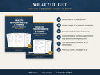 The worksheets cover and the answer key cover next to a list of what the download includes