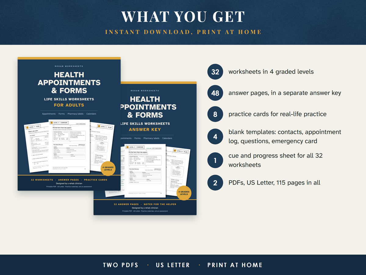 The worksheets cover and the answer key cover next to a list of what the download includes