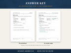 A Level 2 worksheet about refilling a prescription in time beside its answer page with the answers filled in