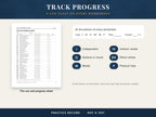 The cue and progress sheet for all 32 worksheets and the cue tally printed at the bottom of every worksheet