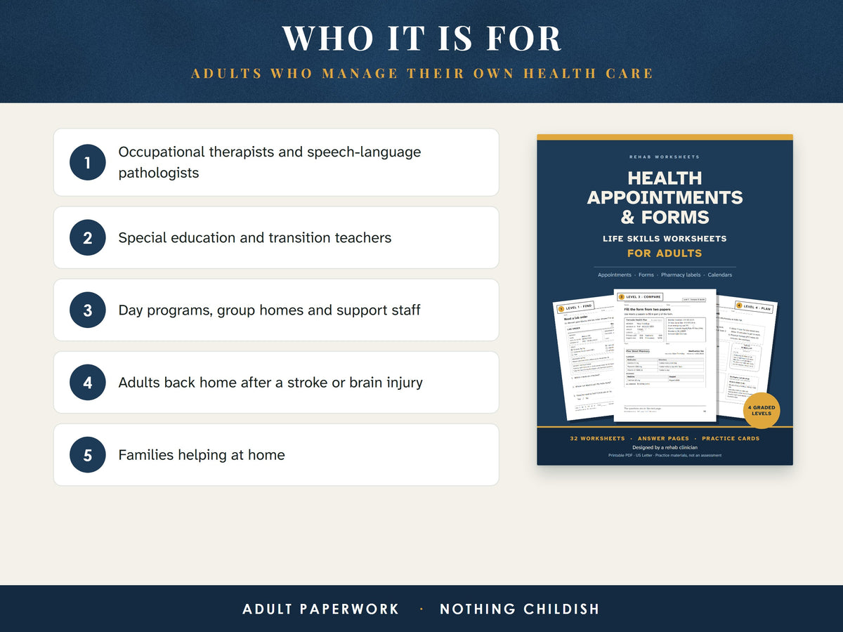 Who the life skills worksheets are for, listed next to the cover of the pack