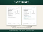 A Level 2 worksheet about putting recipe steps in order beside its answer page with the answers filled in