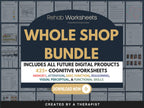 Digital Mega Bundle from Rehab Worksheets featuring multiple downloadable therapy and worksheet resources on a single digital product.