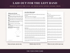 Three interior pages: setting up the left hand, a fading-support page with models above the line, and the first letters