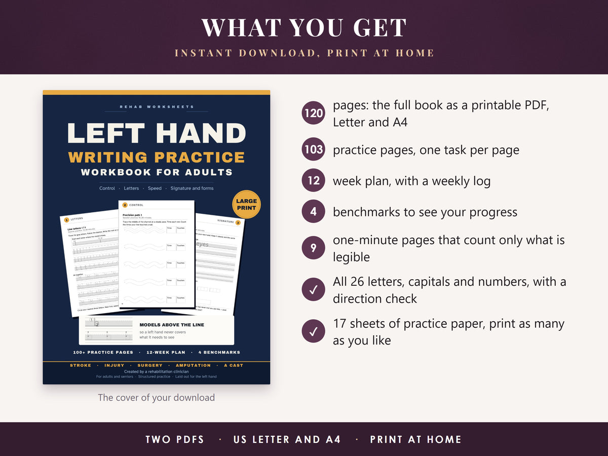 The cover of the left-hand workbook next to a list of what the download includes