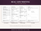 Real-life writing pages: a new signature, an appointment form, phone messages and an envelope