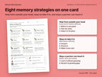 Memory strategies worksheets in the bundle: the strategy card with eight strategies in three kinds