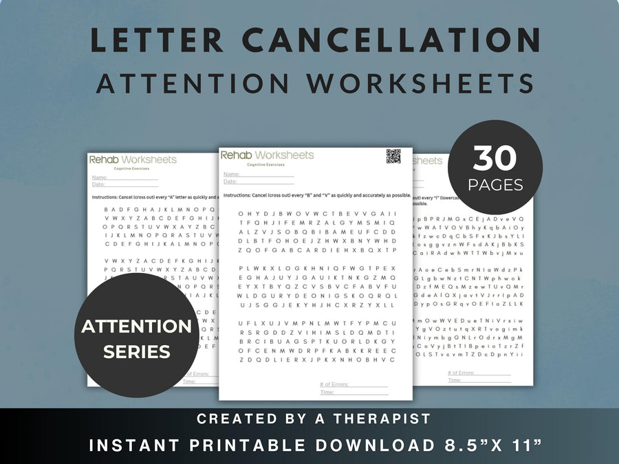 Letter Cancellation Worksheets (30 Pages) - Attention