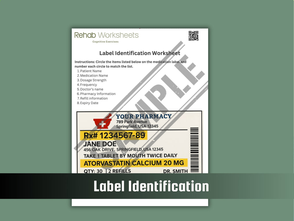 Medication Management (10 Worksheets) - Functional - Rehab Worksheets