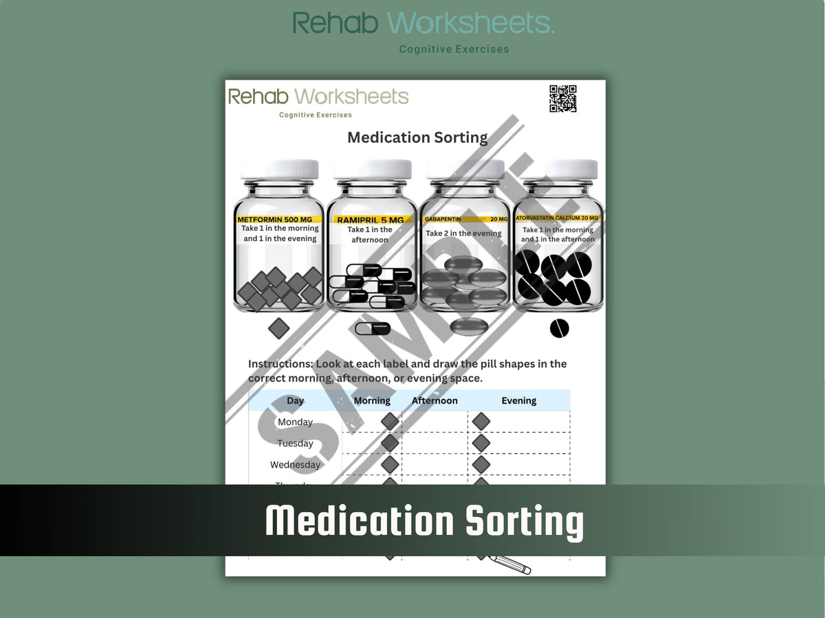 Medication Management (10 Worksheets) - Functional – Rehab Worksheets