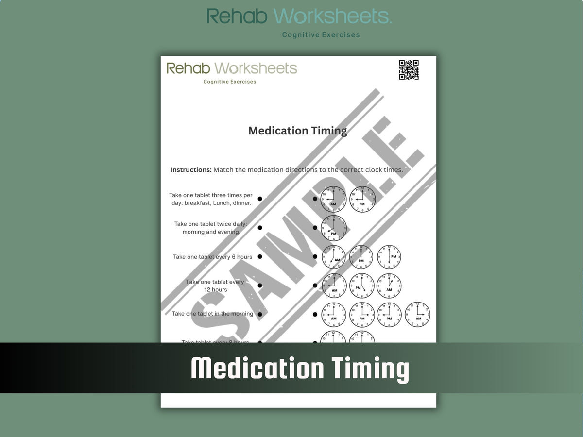 Medication Management (10 Worksheets) - Functional – Rehab Worksheets