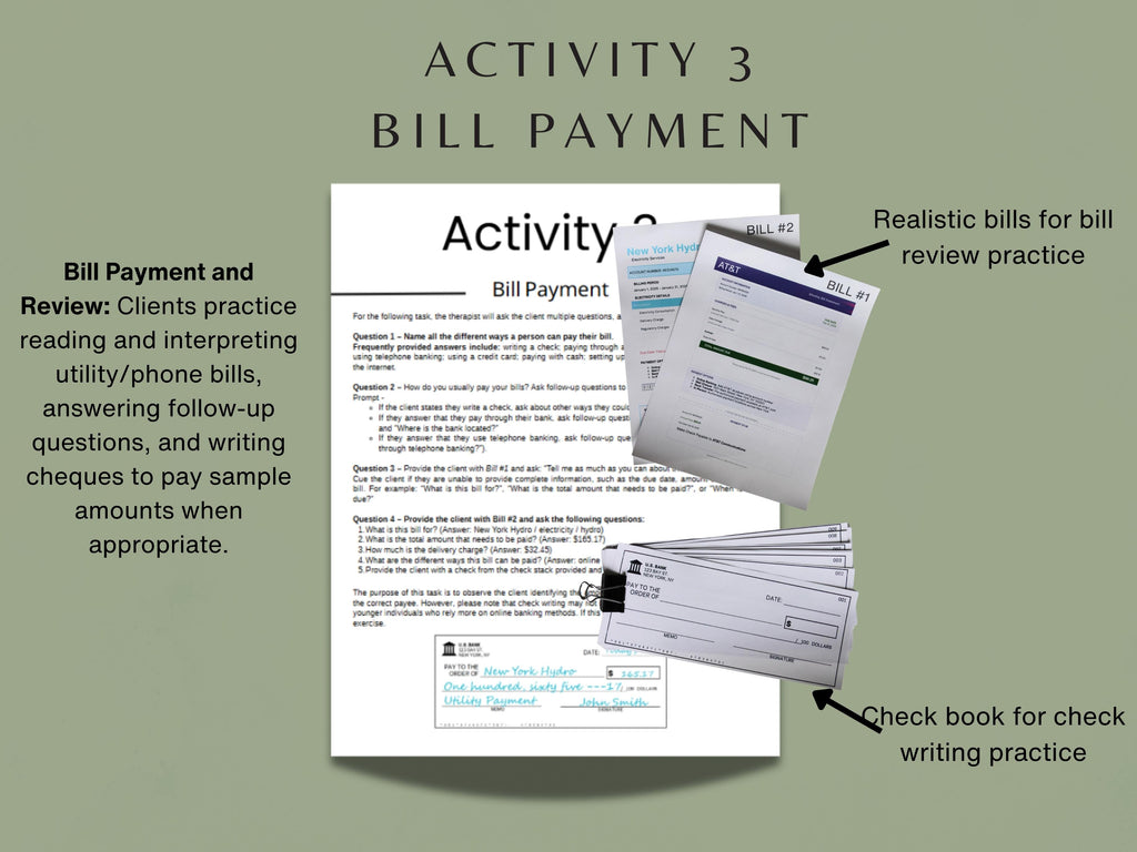 Money Management Kit - U.S. Edition - Occupational Therapy Tool, Speech Therapy Activity, Cognitive Training, Physical Kit - Rehab Worksheets