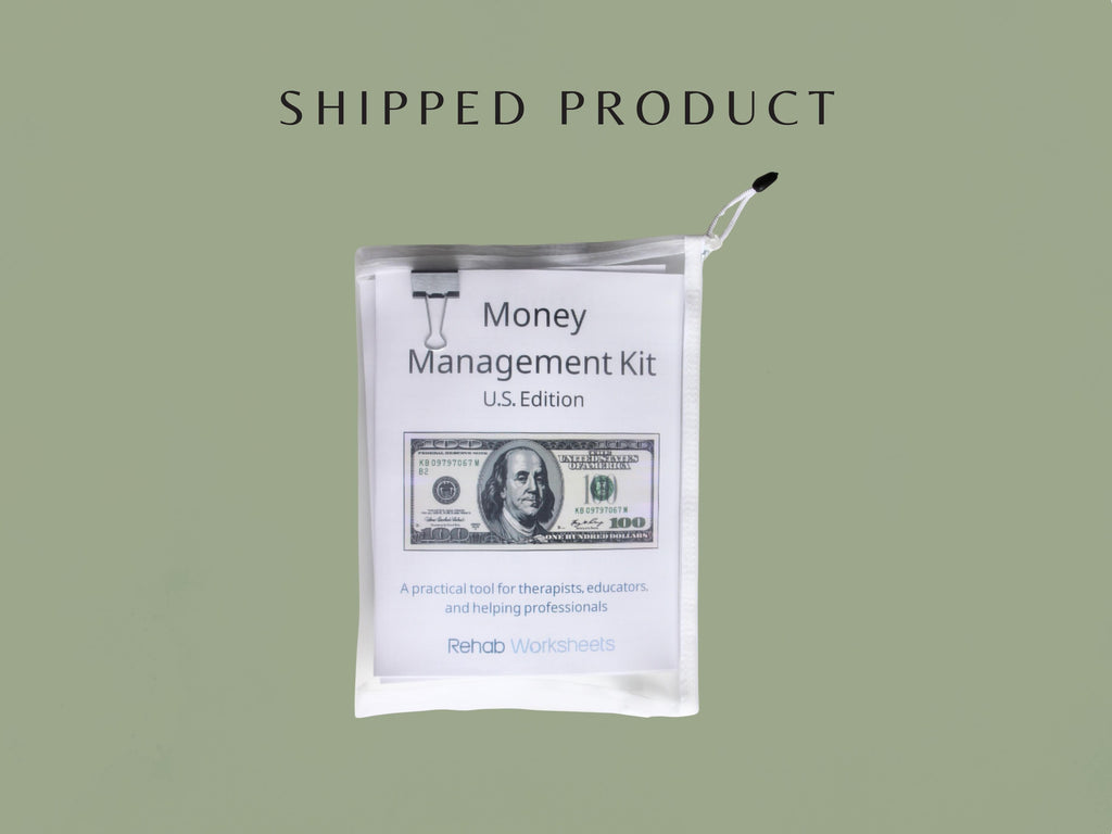 Money Management Kit - U.S. Edition - Occupational Therapy Tool, Speech Therapy Activity, Cognitive Training, Physical Kit - Rehab Worksheets