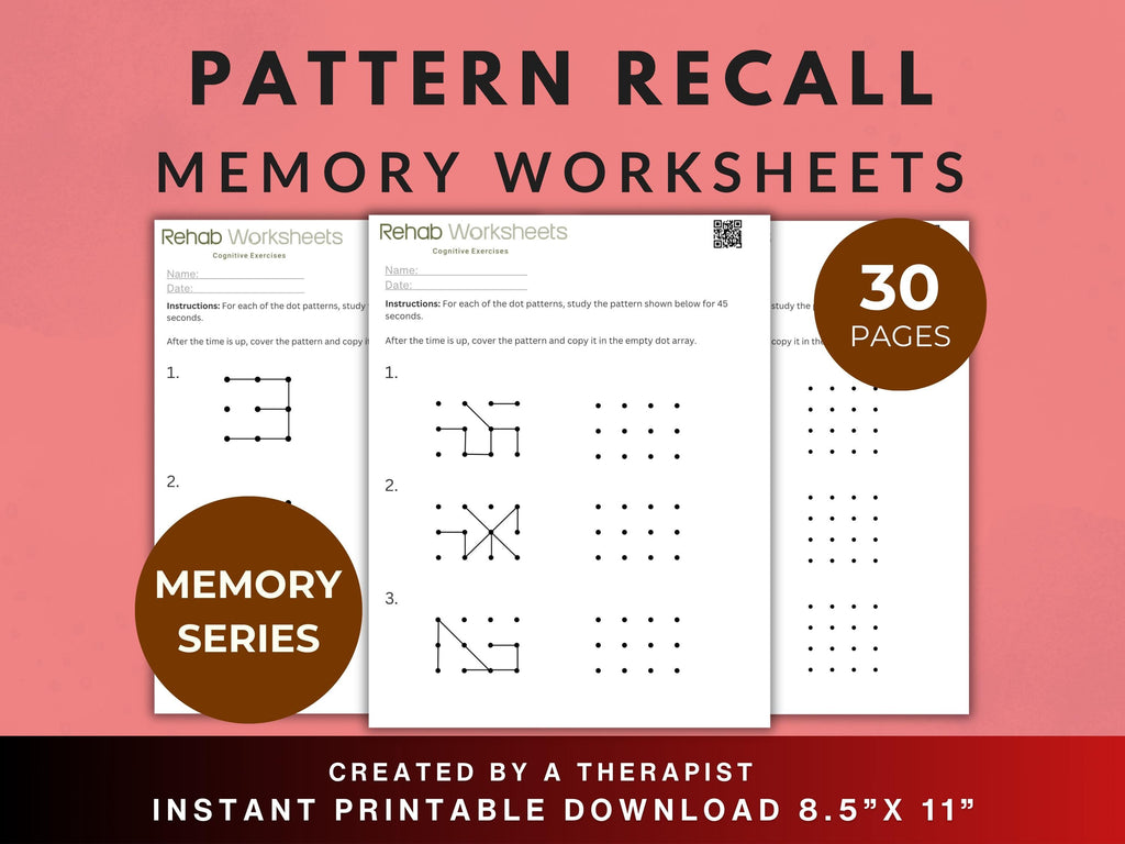 Pattern Recall Worksheets (30 Worksheets) - Memory - Rehab Worksheets