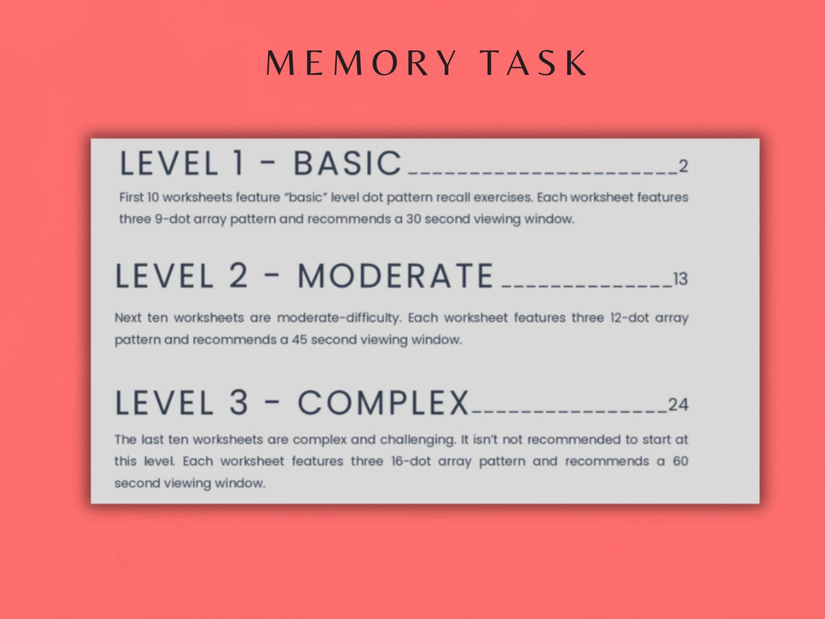 Pattern Recall Examples Pattern Recall Worksheets (30 Worksheets) - Memory – Rehab Worksheets