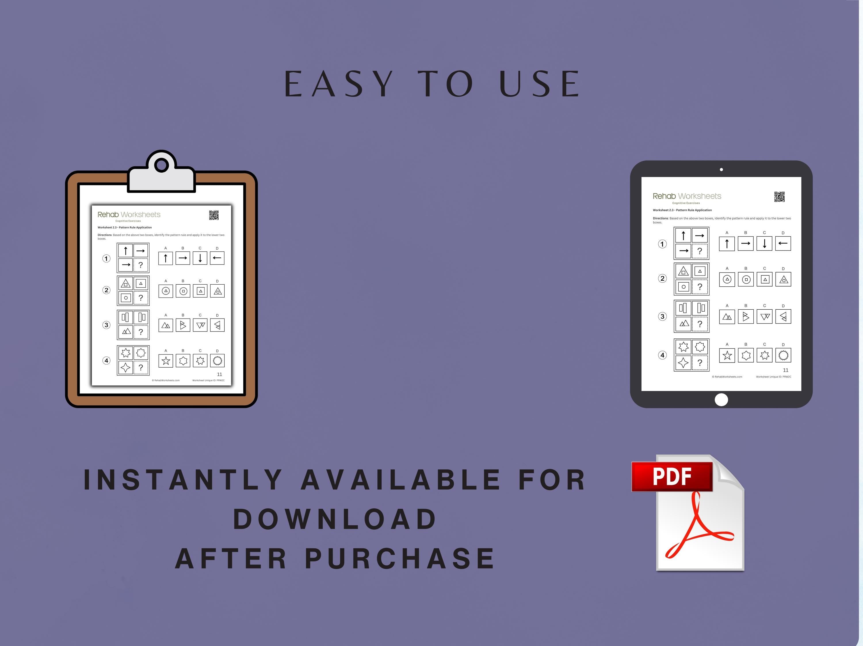 Pattern Recognition (15 Worksheets) - Reasoning - Rehab Worksheets
