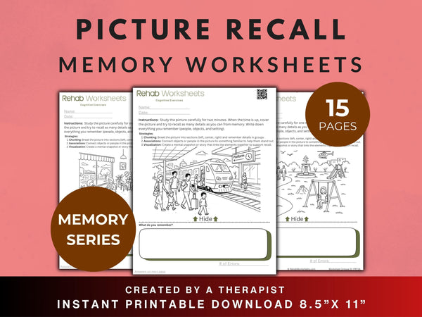 Picture Recall Task Worksheets (15 Worksheets) - Memory