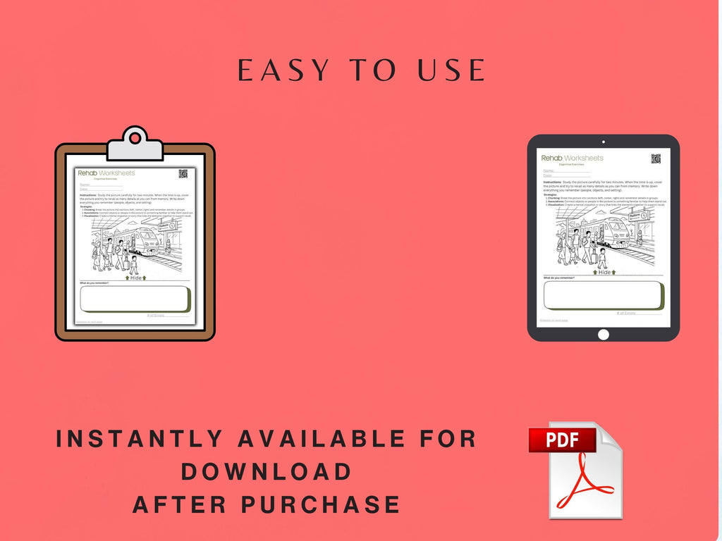 Picture Recall Task Worksheets (15 Worksheets) - Memory - Rehab Worksheets