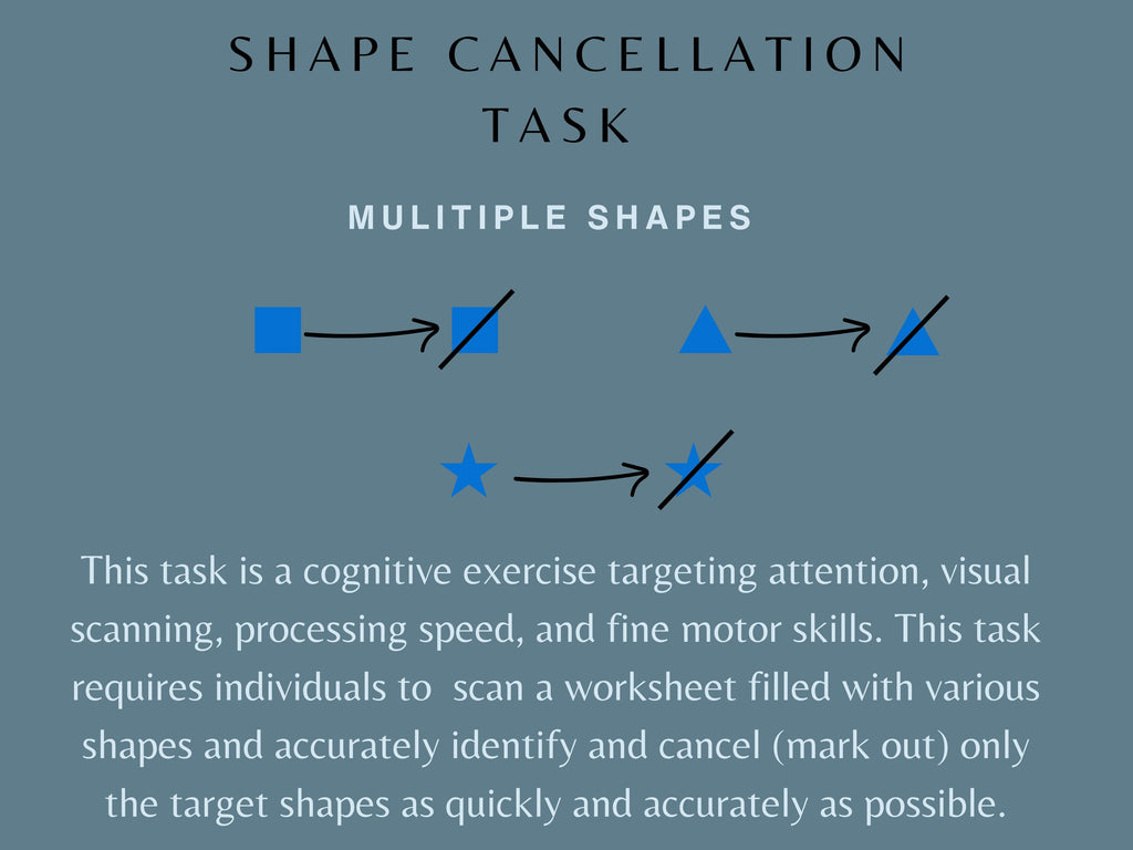 Shape Cancellation Task Bundle (30 Worksheets) - Attention - Rehab Worksheets