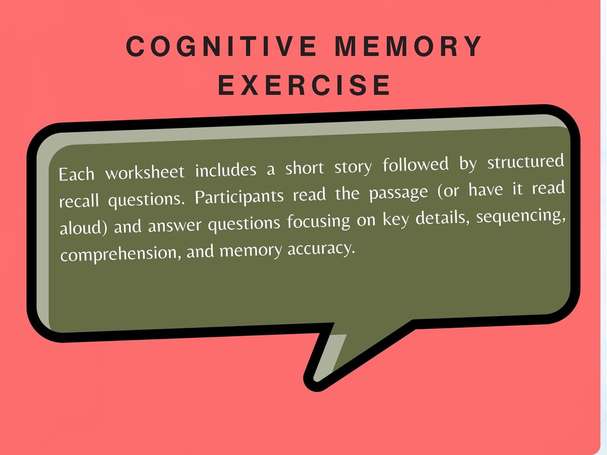 Story Recall Worksheets Bundle (30 Worksheets) - Memory – Rehab Worksheets